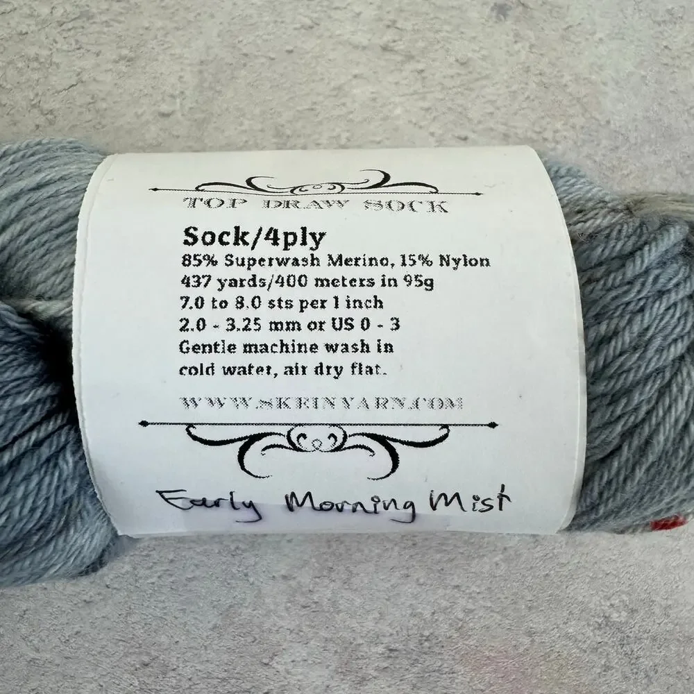 Indie Hand Dyed Yarn Skein Australia Top Draw Sock Fingering 437 yds Blue Gray